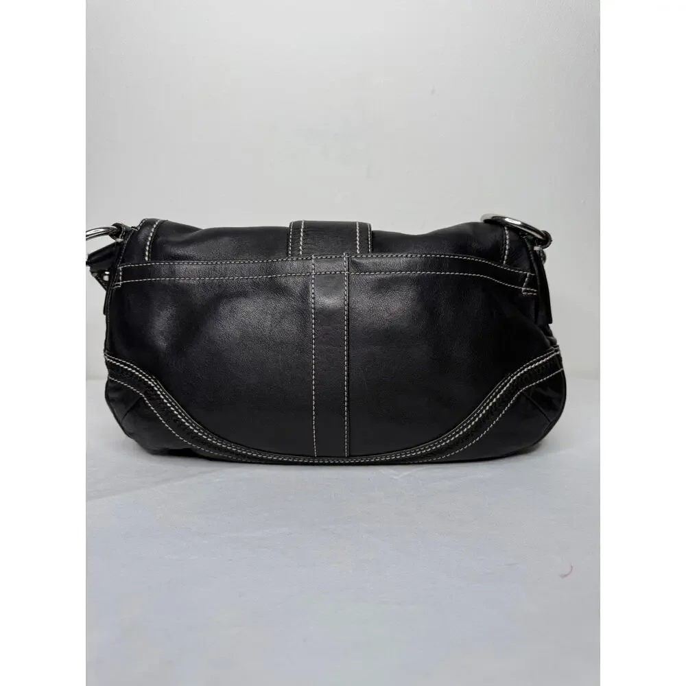 Coach Soho Flap Shoulder Bag Black Leather 10578 Y2K Vintage Shoulder Purse